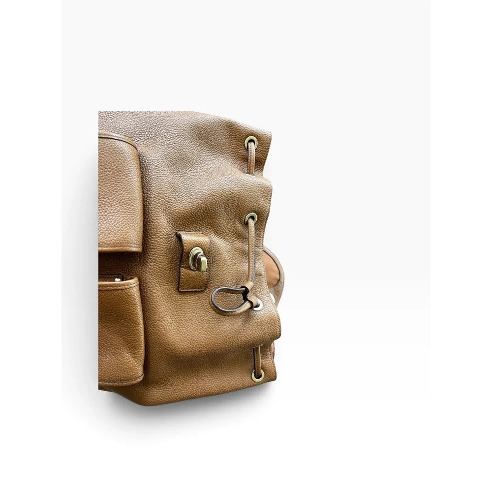 Coach Backpack Brown Pebbled Leather Turnlock F37582 Rucksack Travel Work